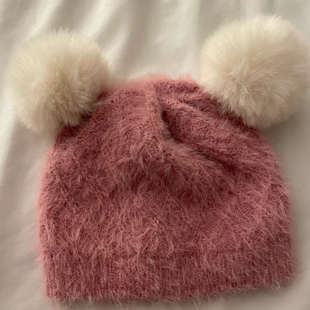Laura Ashley Fuzzy baby Beanie, size 0-6 Months.